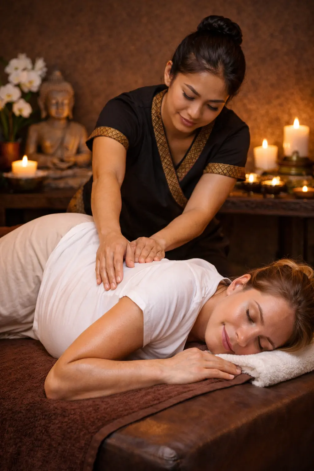 Illustration of a pregnancy massage treatment