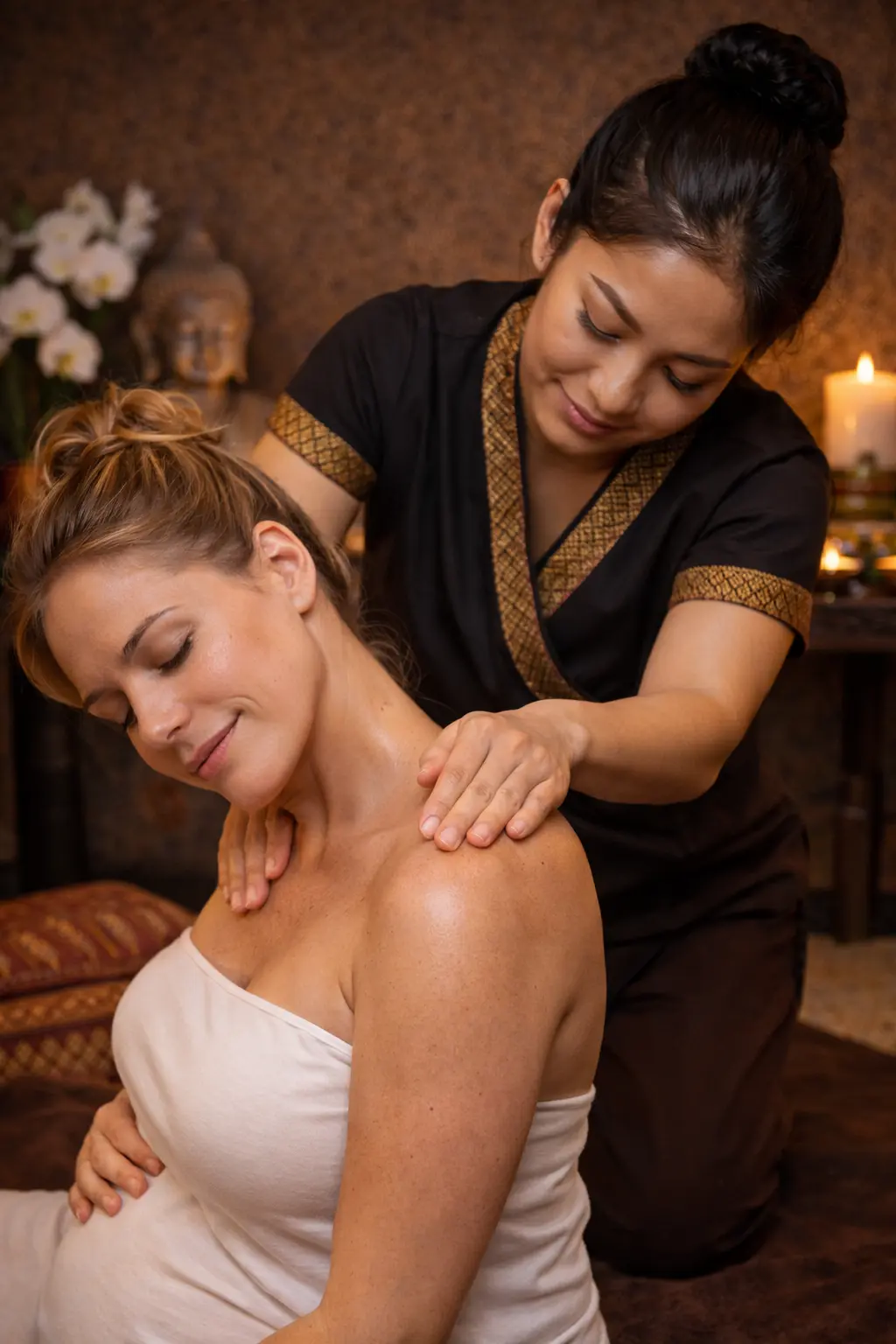 Illustration of an upper body massage treatment